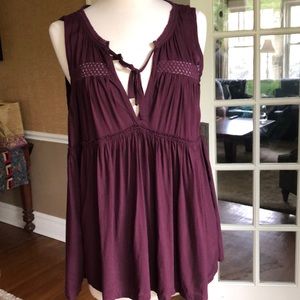 Deep plum sleeveless tunic blouse